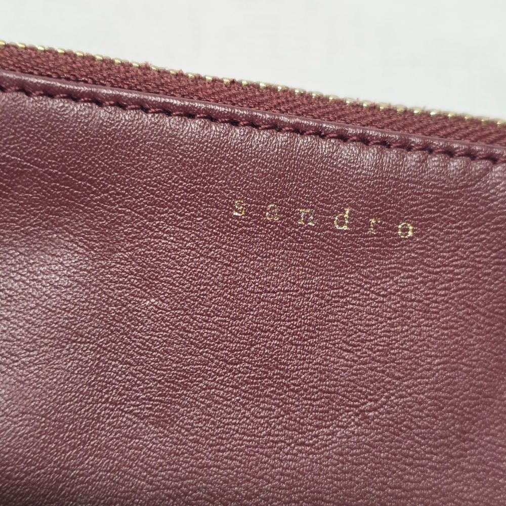 Sandro Addict Two Tone Burgundy Beige Genuine Leather Crossbody Bag Purse - Picture 4 of 8